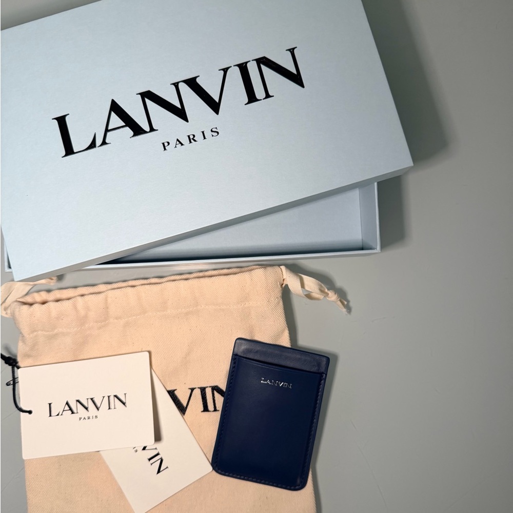 LANVIN Navy Magnetic Card Holder with Box and Pouch NWT - Picture 2 of 4